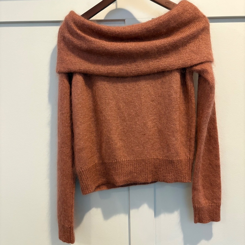 Rag & Bone Mimi Off The Shoulder Sweater Medium Rose Mohair Silk - Picture 7 of 12